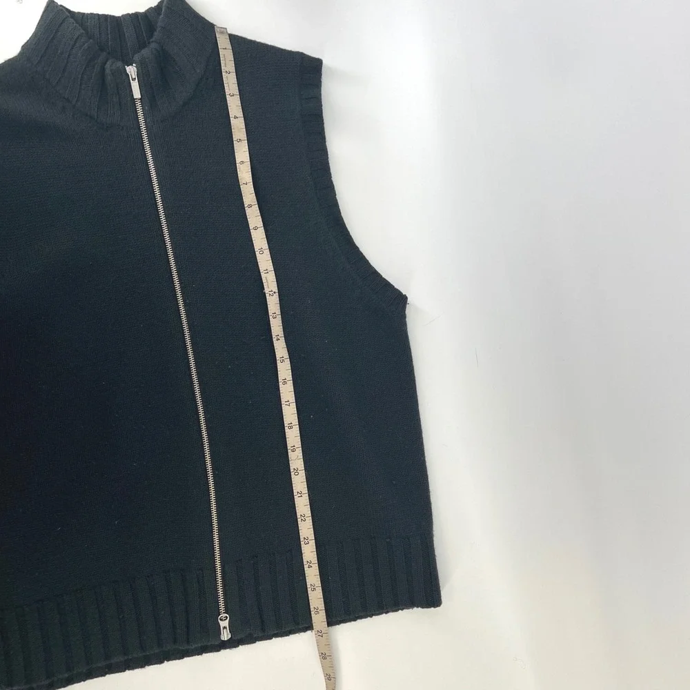 Vintage 90s Banana Republic Merino Wool Sweater Vest Mens L Charcoal Gray Zip